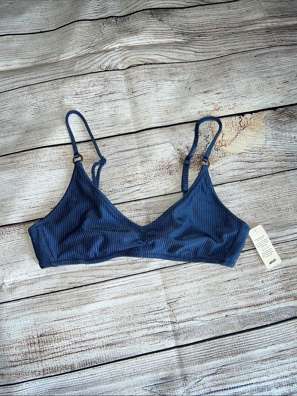 aerie Ribbed Skinny Strap Voop Bikini Top